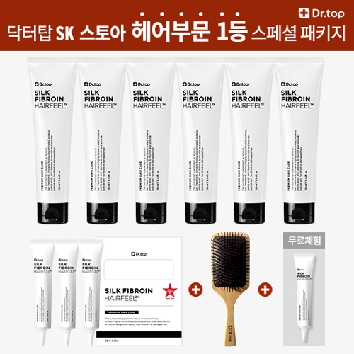 [닥터탑]실크 피브로인 헤어필2X 스페셜 패키지(본품 6개+여행용 세트... 피브로인 헤어필2X 스페셜 패키지(본품 6개+여행용 세트 1개+우드브러쉬... 