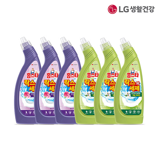 LG생활건강 락스와세제 후로랄파인 750ml3+허벌시트러스 750ml3개