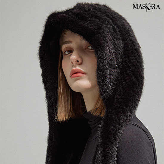 23FW 마스케라 리얼 밍크 후드 숄 1종