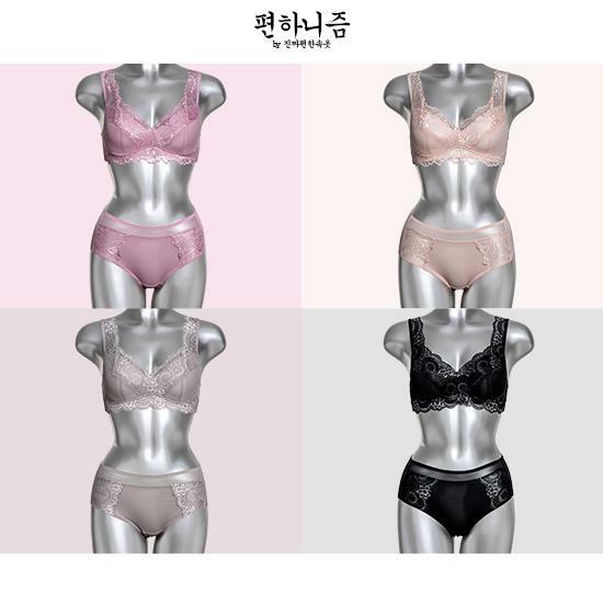 [삼성카드5%할인][편하니즘] 쿨메쉬 레이스 브라팬티 4세트(m) 2