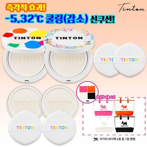 [삼성카드5%할인](틴톤) 대왕 쿨링 선쿠션 25g x 4개 + 아가타 비치백 패키지