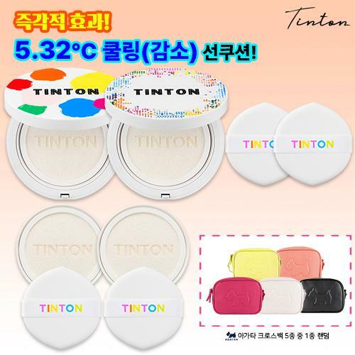 [삼성카드5%할인](틴톤) 대왕 쿨링 선쿠션 25g 2개 + 리필 25g 2개+ 아가타 크로스백
