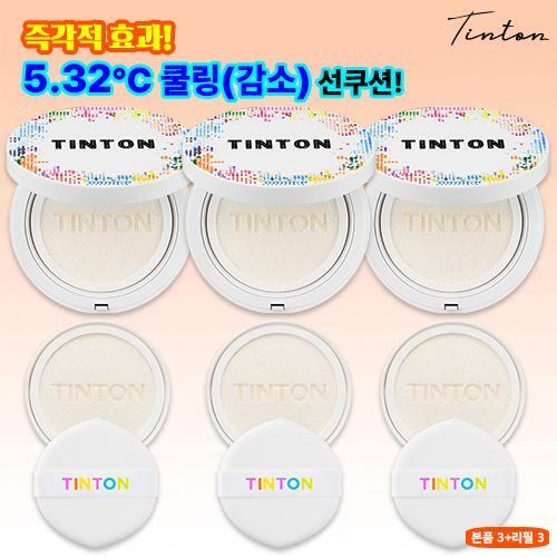 [삼성카드5%할인](틴톤) 대왕 쿨링 선쿠션 25g 3개 + 리필 25g 3개 (케이스 - 도트)