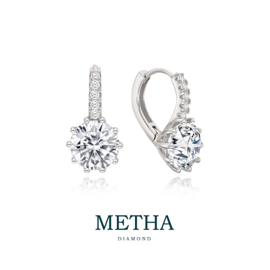 메타다이아몬드 실버925 2캐럿 모이사나이트 원터치 귀걸이 1종(총 4.0ct)