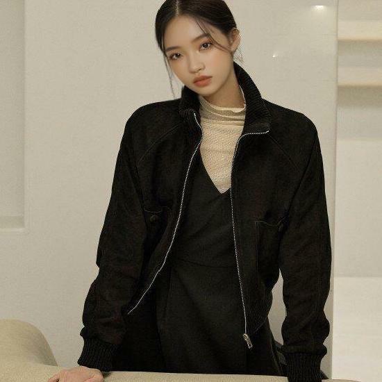 [카드 5%할인][299,000원 초특가]로보 스웨이드 하이넥 보머 재킷 2
