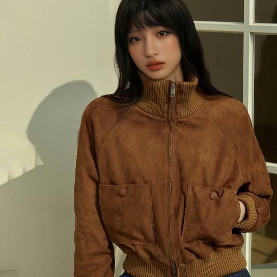 [카드 5%할인][299,000원 초특가]로보 스웨이드 하이넥 보머 재킷