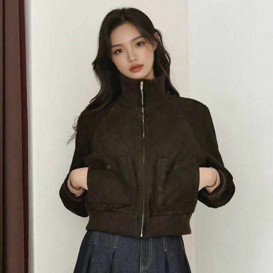 [카드 5%할인][299,000원 초특가]로보 스웨이드 하이넥 보머 재킷 3