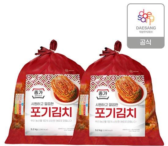 종가 중부식 포기김치 10.4kg (5.2kg X 2)