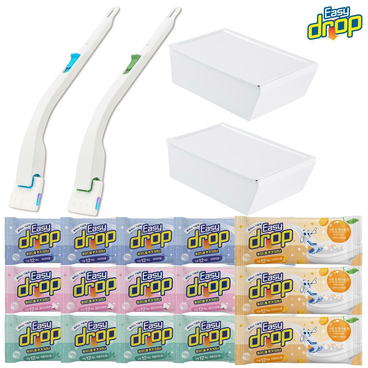 [우리카드5%할인](192회/4년치) 이지드롭 시즌3 변기클리너 핸들2개+케이스2개+리필브러쉬 15팩+무료체험 12회분