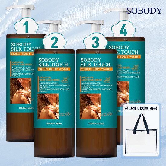 ★짐승용량 총 4,000ml 방송에서만★ 쏘바디 모이스처 바디워시 1,000ml * 4통 + 비치백 1개