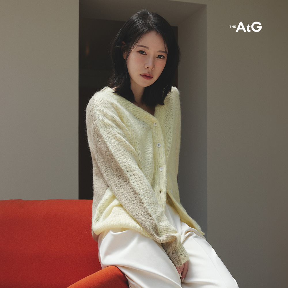 [최초가79,900] 알파카 울혼방 투톤 시어 가디건