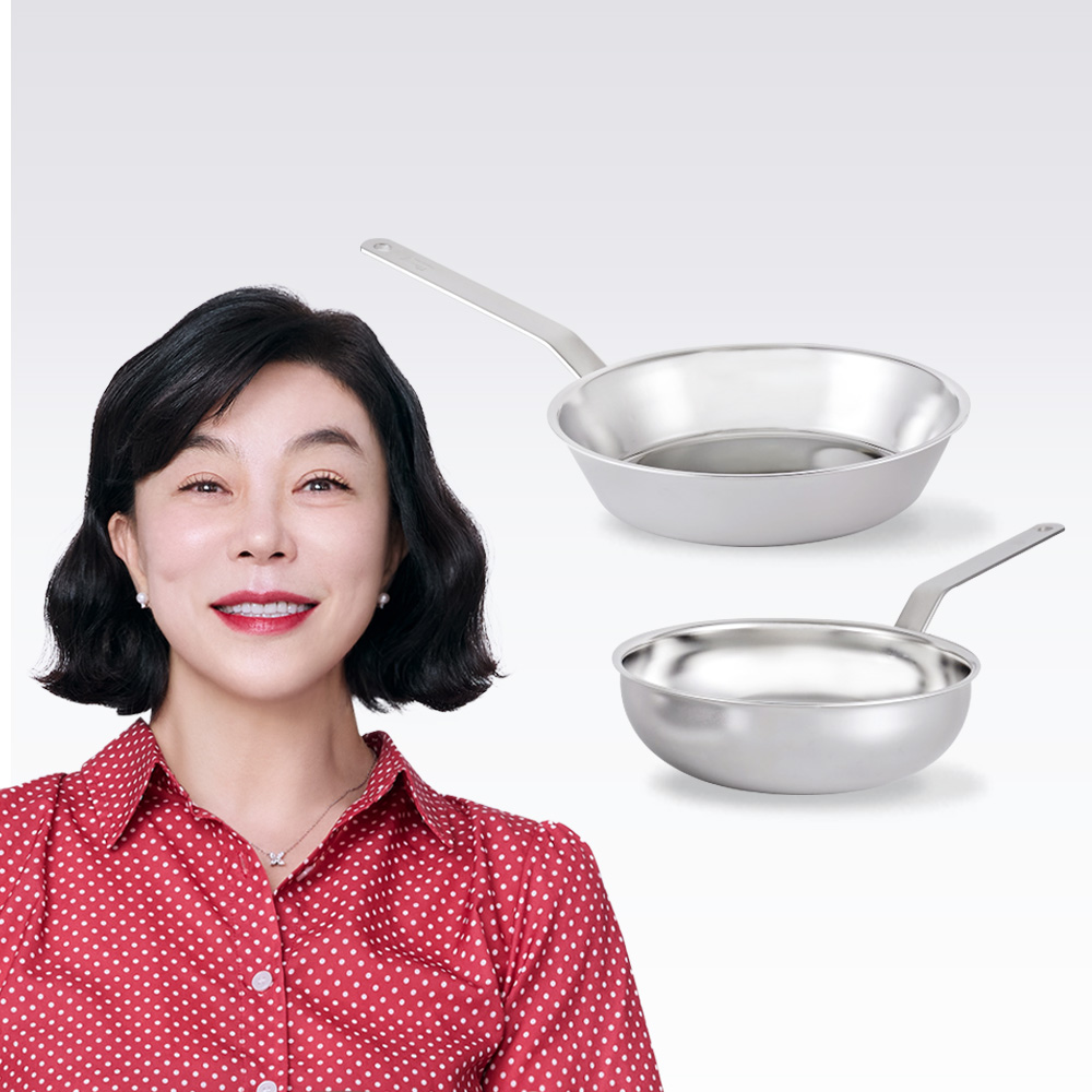 무연마제 스테인리스 통5중 후라이팬 2종(24팬+24웍)
