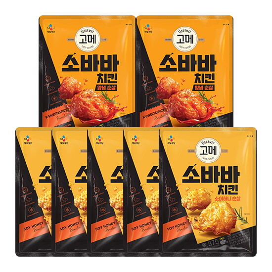 고메 소바바치킨 소이허니 순살 375g 5팩+양념순살 375g 2팩(총7팩)