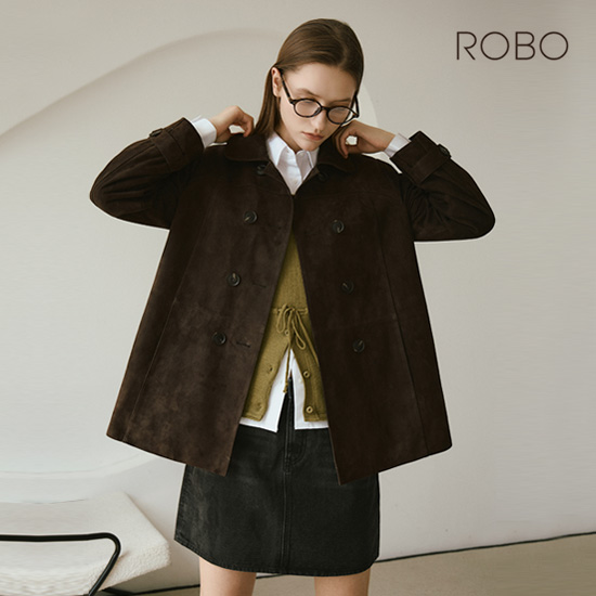 [최초가 599,000원] 25FW 이태리 스웨이드 더블 하프코트 2