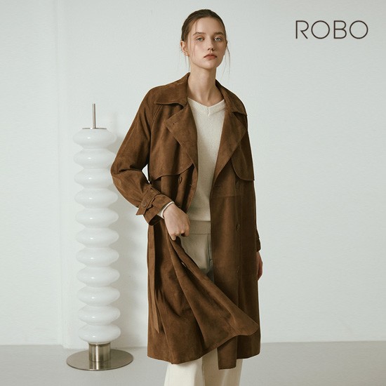 [온플] 25FW 이태리 스웨이드 더블플랩 롱 트렌치코트