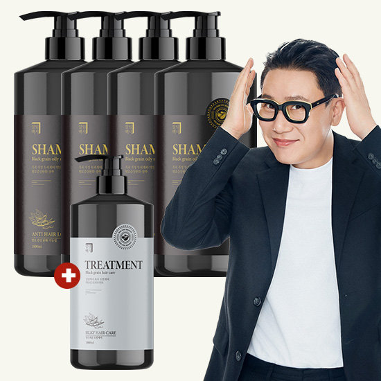 살림백서 흑곡 탈모 샴푸 1L 4개+ 흑곡 트리트먼트 1L 1개