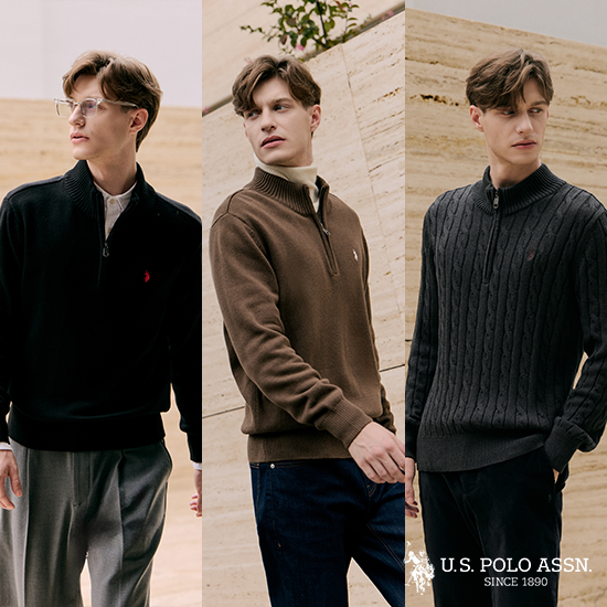 [쿠폰혜택][U.S POLO ASSN.] 25FW 하프집업 니트 3종 남성