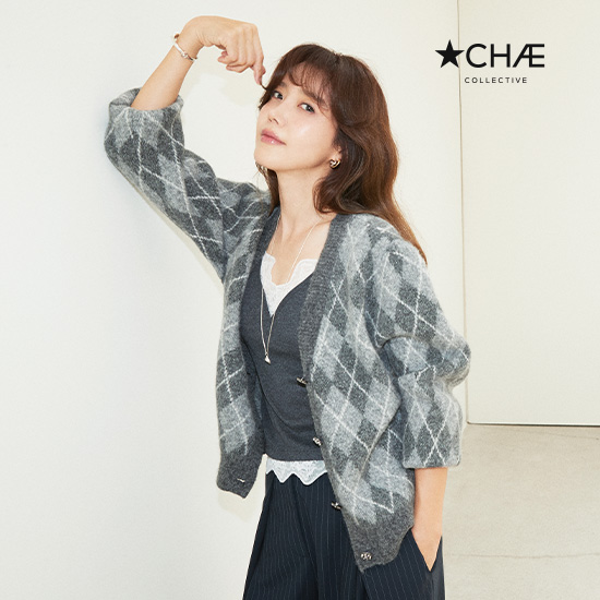 25FW 알파카 아가일 글리터 니트자켓