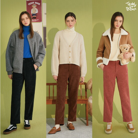 ■TEDDY BEAR 여성 세미 배럴핏 코듀로이 팬츠 3종 (T14W)