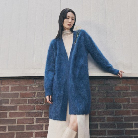 르네크루 25FW 브러쉬드 화이트캐시미어100% 니트코트 4