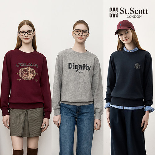 [St.Scott] 세인트 여성 아트웍 클라우드 기모 맨투맨 3종