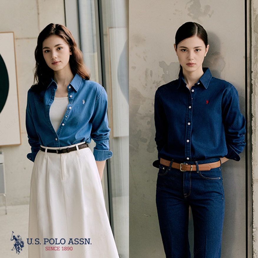 [앱쿠폰][U.S POLO ASSN.] 릴렉스핏 데님셔츠 2종 여성