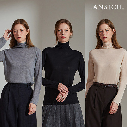 [안지크]25FW 울실크 블렌드 하이넥 니트 3종