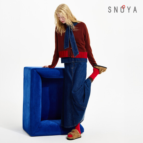 [SNOYA]스노야 25FW 메리노울100 컬러블록 가디건 4
