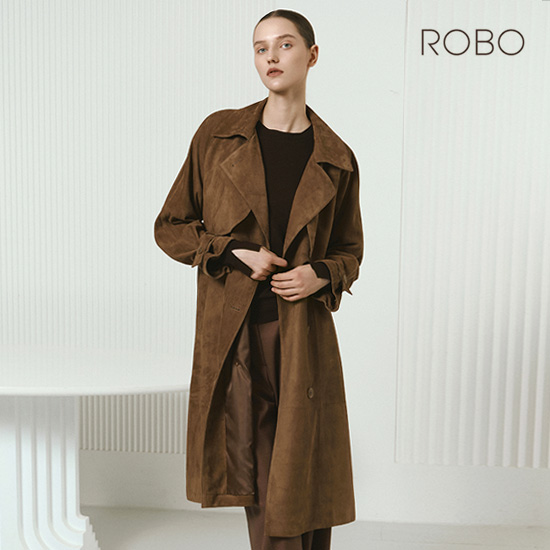 [온플] 25FW 이태리 스웨이드 더블플랩 롱 트렌치코트 2