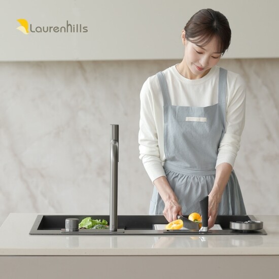 [무료설치/전고객풀옵션] 스마트 엠보 싱크볼 블랙에디션(3WAY수전+컵세척기+폭포수+칼보관함+도마+세척볼+건조바닥망+올스텐 배수구 세트) 3