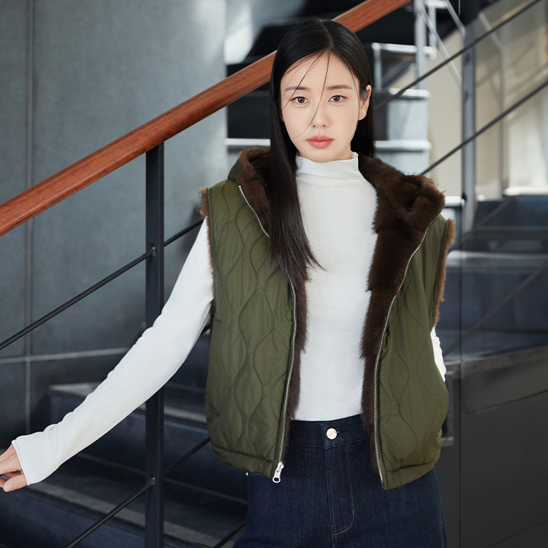 [최초79,900]FAUX밍크리버시블패딩베스트 3