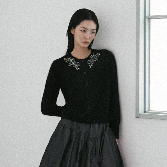 르네크루 25FW 알파카 크리스탈 가디건