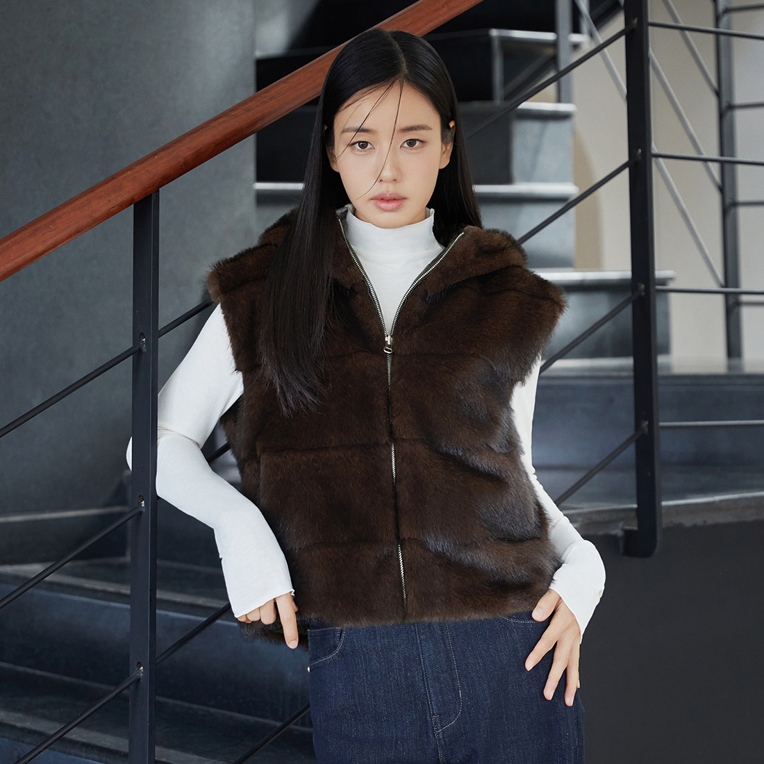 [최초79,900]FAUX밍크리버시블패딩베스트