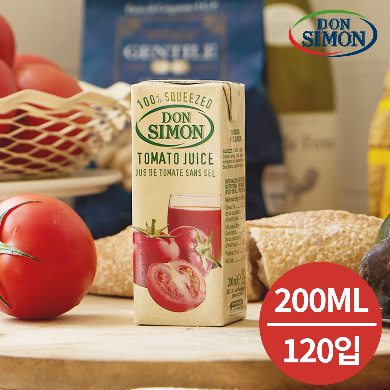 [TV LIVE]스페인1등 돈시몬 100%토마토주스 200ml*120팩 2