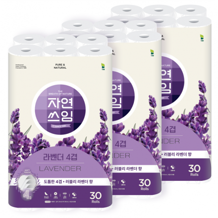 자연쓰임 라벤더 4겹 (총 90롤)