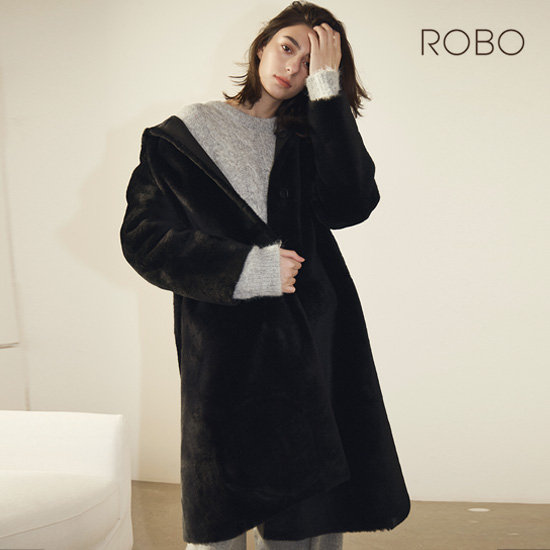 로보 25FW 후드 무스탕 롱코트 1종 2