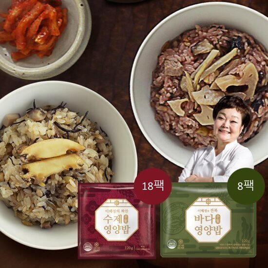 빅마마 이혜정의 꽉찬 수제영양밥 18팩+전복바다영양밥 8팩(120g/팩)