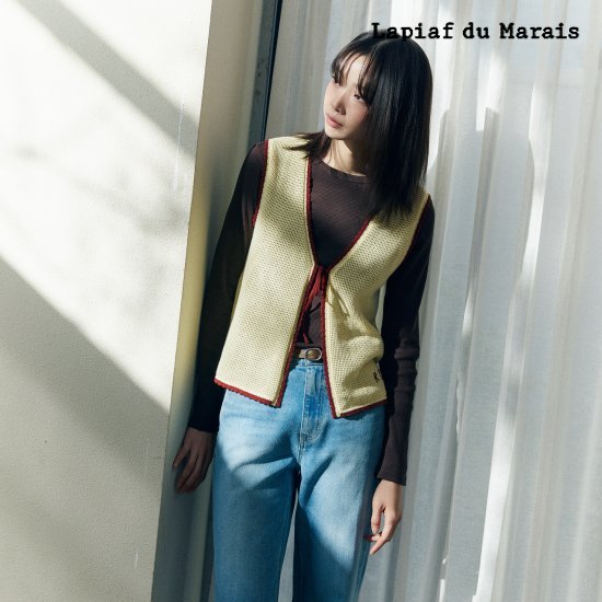 라삐아프 26SS 타이 포인트 뜨개 베스트 1종 [런칭 가격 69,900원]