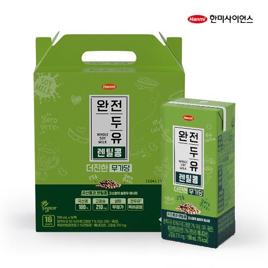 [16팩] 한미 완전두유 더진한 렌틸콩 무가당 1박스(190ml x 16팩 x 1박스)