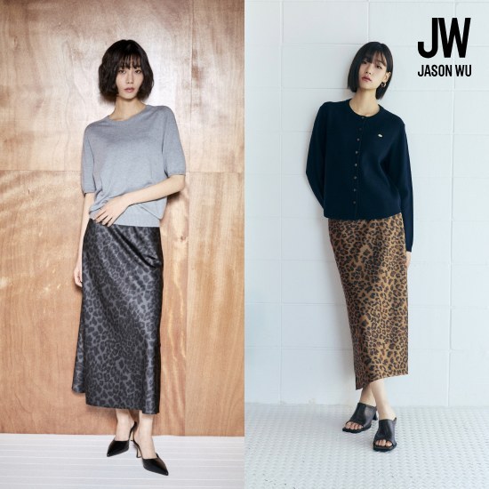 제이슨우 26SS NEW Sena 어시메트릭 레오파드 새틴 스커트 (2 COLORS) [런칭 가격 69,900원] 3