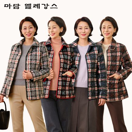 [마담엘레강스] 에이스 체크 리버시블 자수 퀼팅 자켓 2