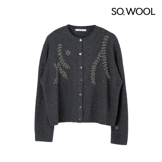 쏘울 25FW 자수 캐시 라운드넥 가디건 [런칭 가격 139,900원] 3
