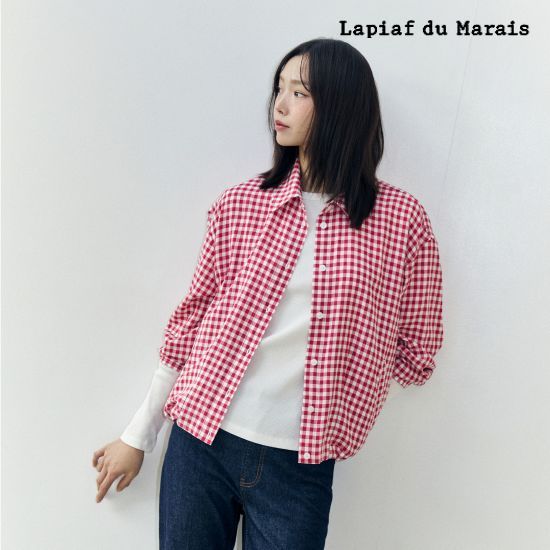 라삐아프 26SS 깅엄체크 아우터 스트링 셔킷 1종 [런칭 가격 69,900원] 3