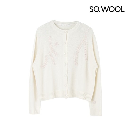 쏘울 25FW 자수 캐시 라운드넥 가디건 [런칭 가격 139,900원] 2