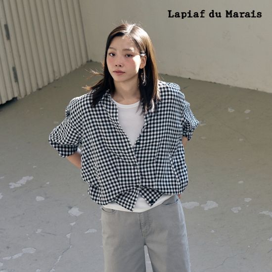 라삐아프 26SS 깅엄체크 아우터 스트링 셔킷 1종 [런칭 가격 69,900원] 2