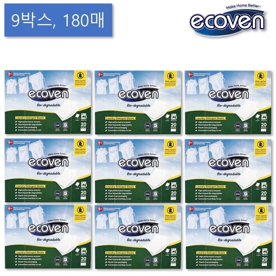 [에코벤] 시트세제 총180매 (20매X9팩)