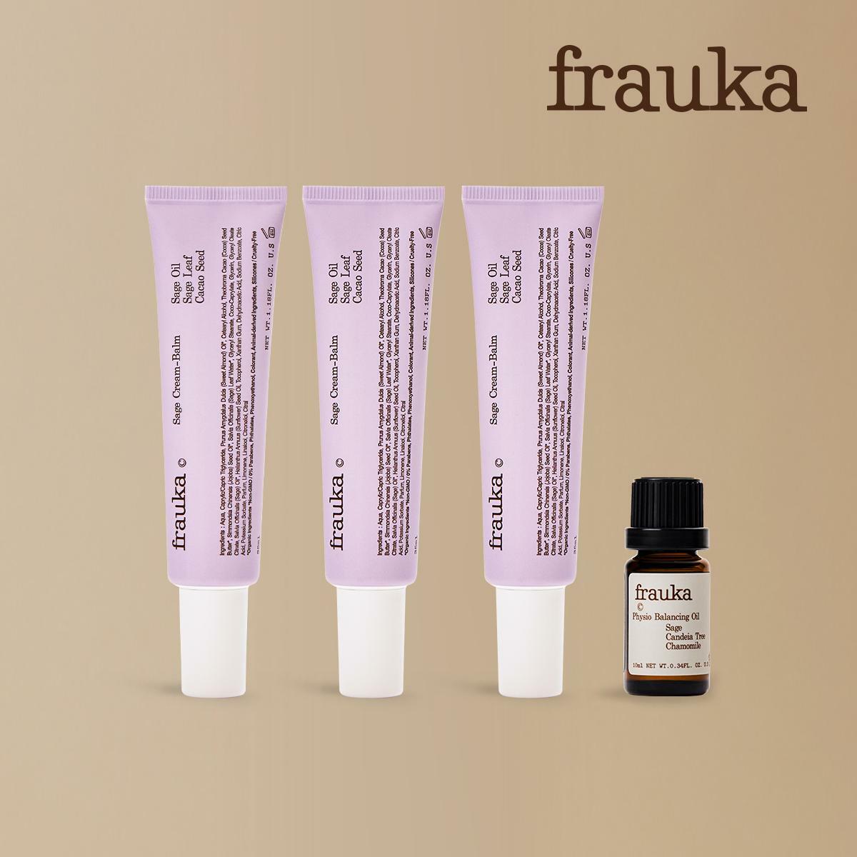 [삼성카드5%할인][입문]프라우카 세이지 크림 밤 35ml *3통 + 프라우카 피지오앰플오일 10ml 