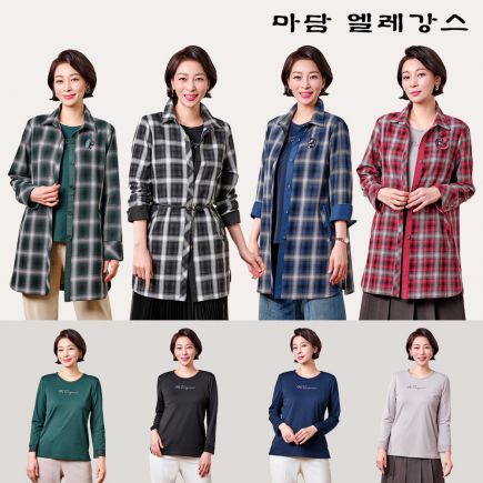 마담엘레강스 체크 러브 자켓 블라우스 세트(2종)