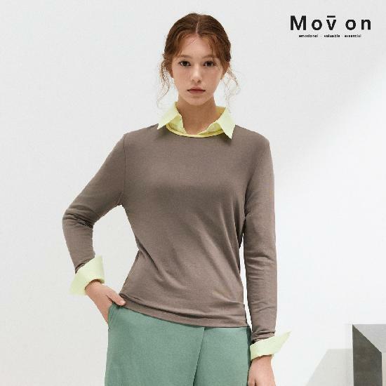 [삼성카드5%할인]모브온 26SS 실키 모달 배색 티블라우스 4종 (26년 봄 한정판!) 4