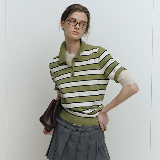 [최초가79,900원]26SS 코튼혼방 스트라이프 카라니트 3종 3